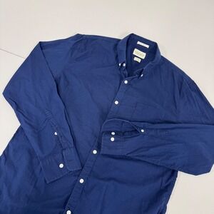 Lucky Brand Button Down Shirt Mens Large Navy Blue Excellent White Label Fit